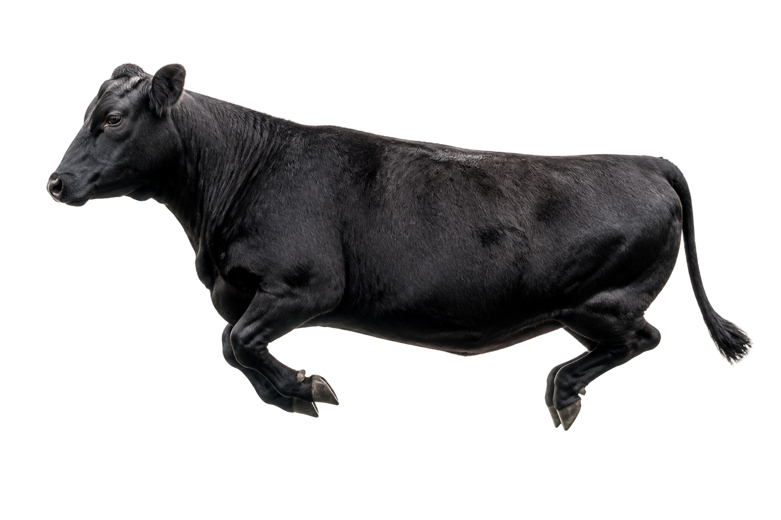 Vaca Angus flotando